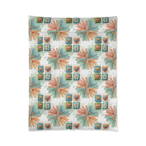 Floral Hearts Comforter Cozy one Sided Print Bedding Dipaliz - Quilts & Comforters