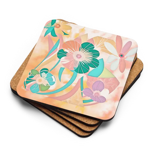 Heat Resistant Coasters Abstract Floral Pattern Bold Style Dipaliz
