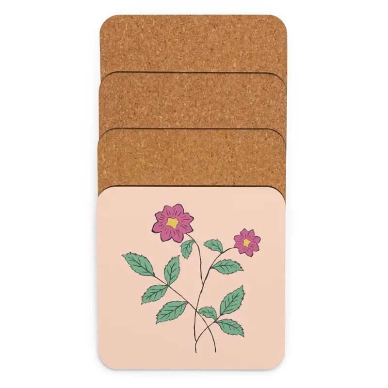 Chic Pink Floral Coasters: Elevate your Home Decor in Style - Kitchen and Dining