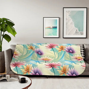 Sherpa Blanket Lotus Flowers Two Colors Plush Comfort - Dipaliz - 60’’ × 80’’ / Beige - Blankets