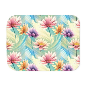 Sherpa Blanket Lotus Flowers Two Colors Plush Comfort - Dipaliz - Blankets