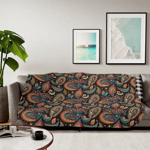 Snuggly Sherpa Blanket - Colorful Paisley Pattern - Dipaliz - 60’’ × 80’’ / Beige - Blankets