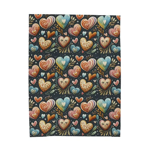 Velveteen Plush Blanket Pink Hearts Cozy Style - Dipaliz - Blankets