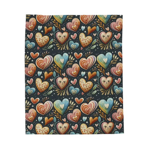 Velveteen Plush Blanket Pink Hearts Cozy Style - Dipaliz - Blankets