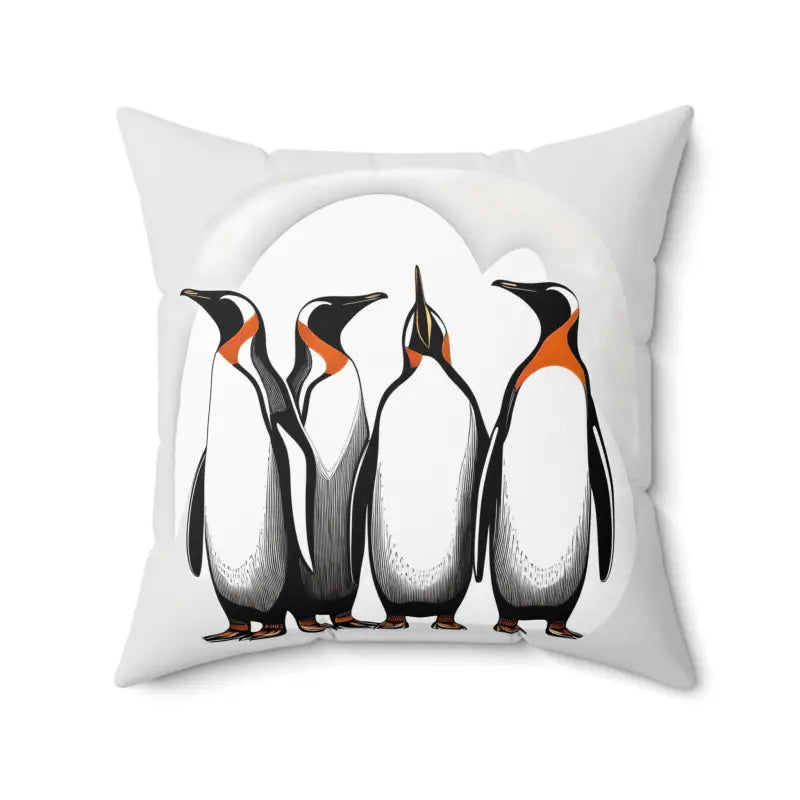 Chill with our Penguins Polyester Square Pillow - 20’’ × Home Decor