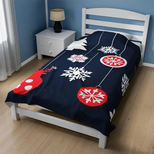 Get Cozy with the Rudolf Reindeer Velveteen Plush Blanket - 60’’ × 80’’ All Over Prints