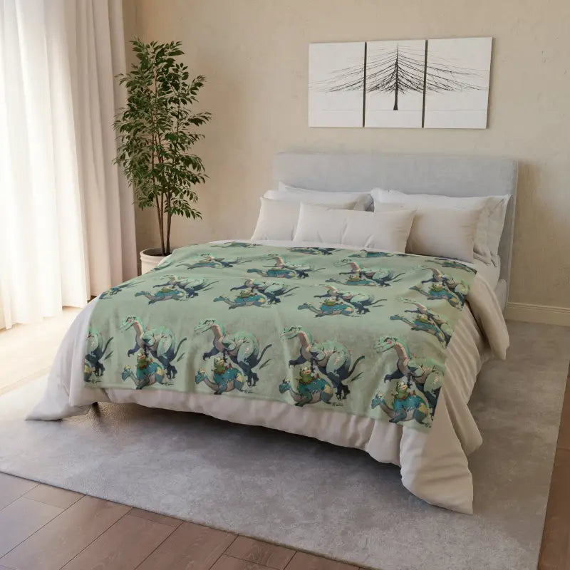 Snuggle in the Soft Polyester Cute Dinosaur Blanket - Home Decor