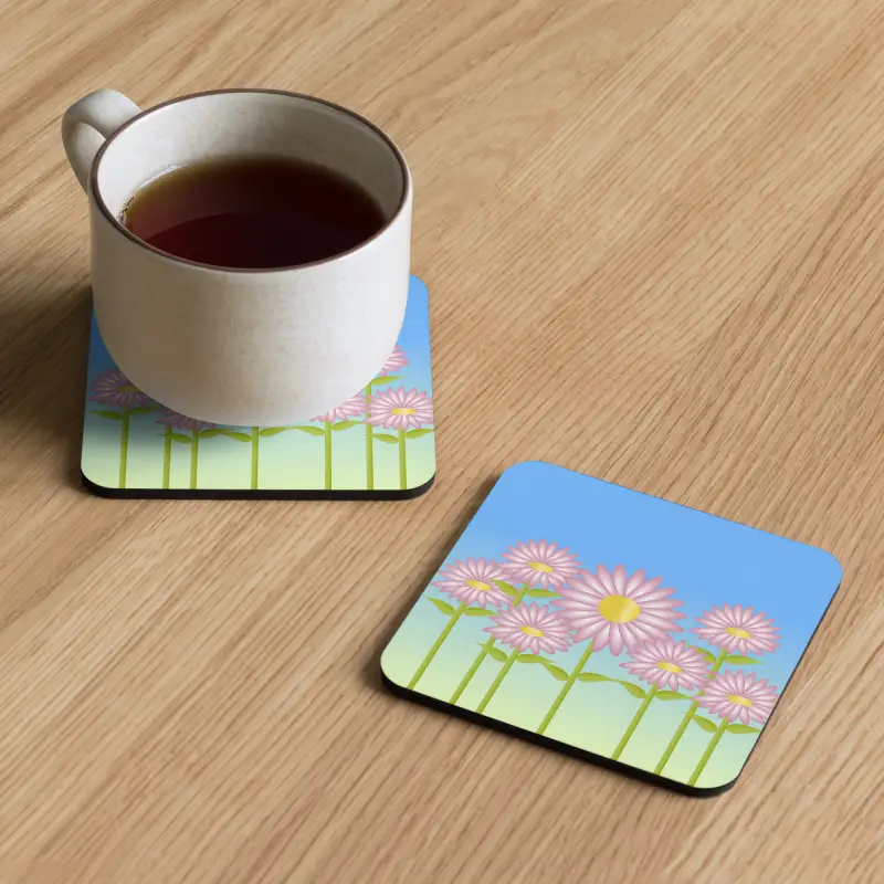 Elevate your Decor with Pink Floral Heat Resistant Coasters - Kitchen and Dining