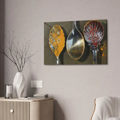 Vivid Spoons & Spices Canvas: Semi Glossy Elegance Redefined - Canvas