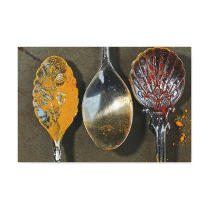 Vivid Spoons & Spices Canvas: Semi Glossy Elegance Redefined - 24″ x 16″ (horizontal) / 1.5’’ Canvas