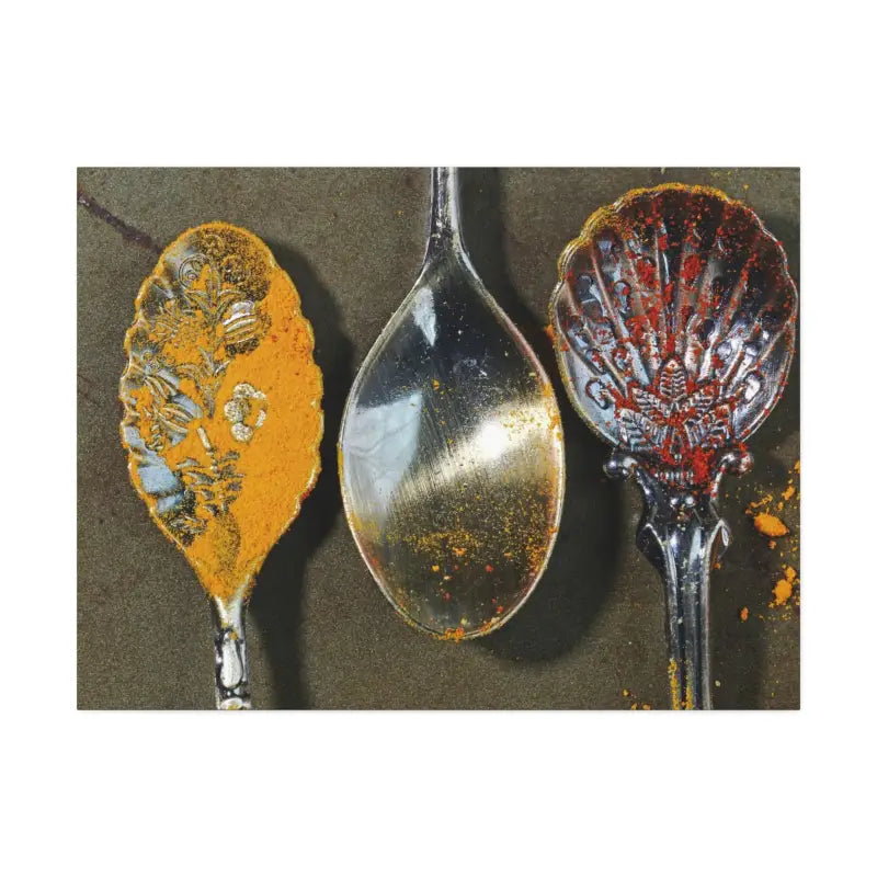 Vivid Spoons & Spices Canvas: Semi Glossy Elegance Redefined - 40’’ x 30’’ (horizontal) / 1.5’’ Canvas