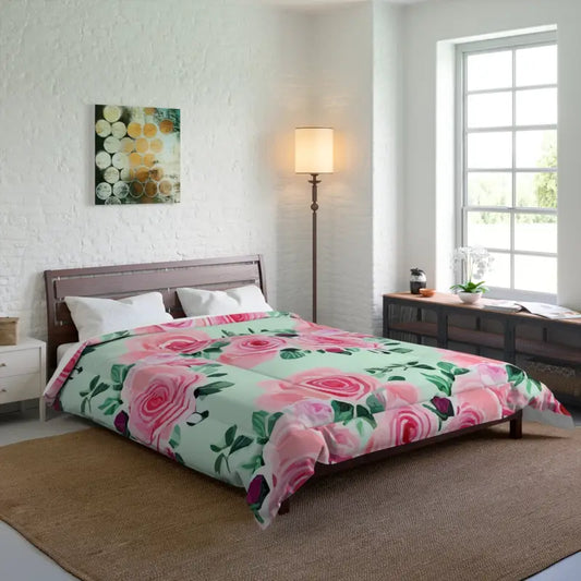 Snuggle in Style with the Cozy Pink Roses Pattern Blanket - 88’’ × Home Decor