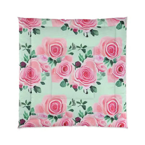 Pink Roses Pattern Quilt Cozy Floral Bedding Comfort Dipaliz - Quilts & Comforters