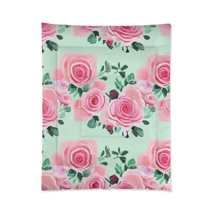 Pink Roses Pattern Quilt Cozy Floral Bedding Comfort Dipaliz - Quilts & Comforters