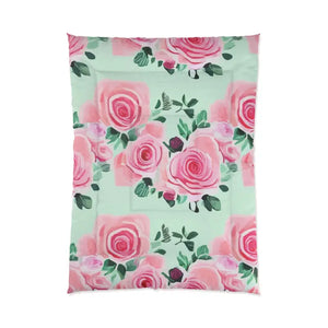 Pink Roses Pattern Quilt Cozy Floral Bedding Comfort Dipaliz - Quilts & Comforters