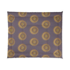 Golden Mandala Pattern on Purple Comforter - Luxe Bedding - Dipaliz - 104’’ × 88’’ - Quilts & Comforters