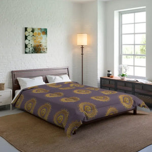 Golden Mandala Pattern on Purple Comforter - Luxe Bedding - Dipaliz - Quilts & Comforters