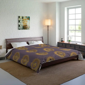 Golden Mandala Pattern on Purple Comforter - Luxe Bedding - Dipaliz - Quilts & Comforters