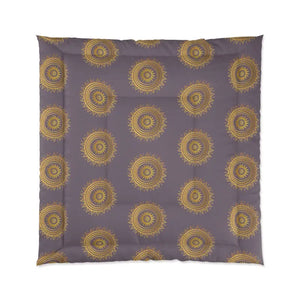 Golden Mandala Pattern on Purple Comforter - Artistic Bedding - Dipaliz - 88’’ × - Quilts & Comforters