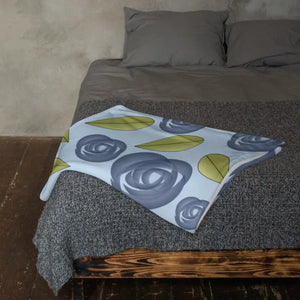Soft Silk Touch Throw Blanket Blue Roses Luxury - Dipaliz - Blankets