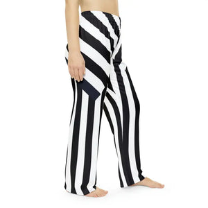 Pajama Pants Black Stripes Pattern Loungewear - Dipaliz - Pajamas