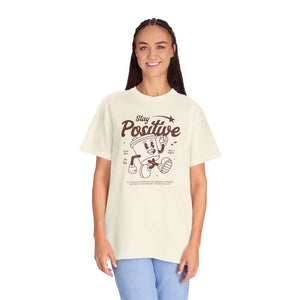 T-shirt - Think Positive Cotton Tee - Inspirational Statement Shirt - Dipaliz Ivory / s