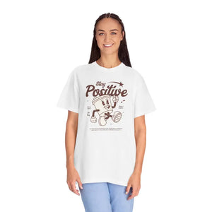 T-shirt - Think Positive Cotton Tee - Inspirational Statement Shirt - Dipaliz White / s
