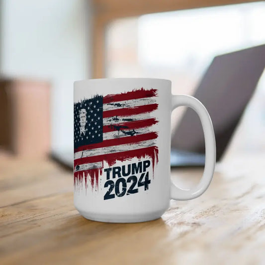 Cozy & Durable Trump 2024 American Flag Ceramic Mug - 15oz