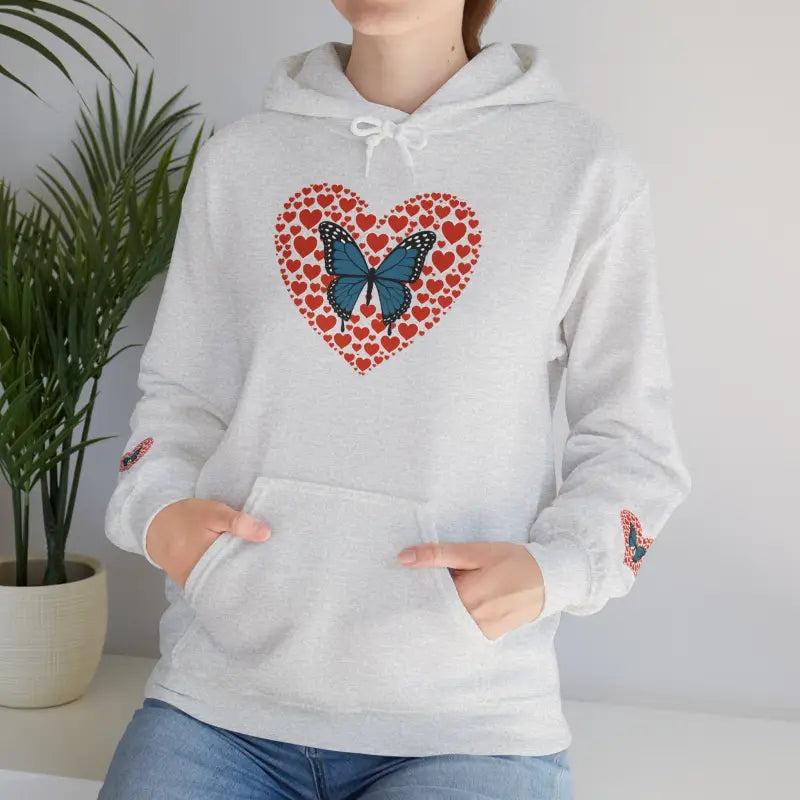 Cozy Up in Style: Unisex Heavy Hooded Butterfly Sweatshirt - Ash / s Hoodie