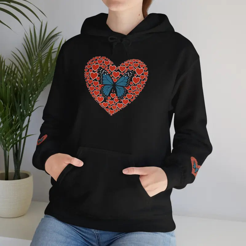 Cozy Up in Style: Unisex Heavy Hooded Butterfly Sweatshirt - Black / s Hoodie