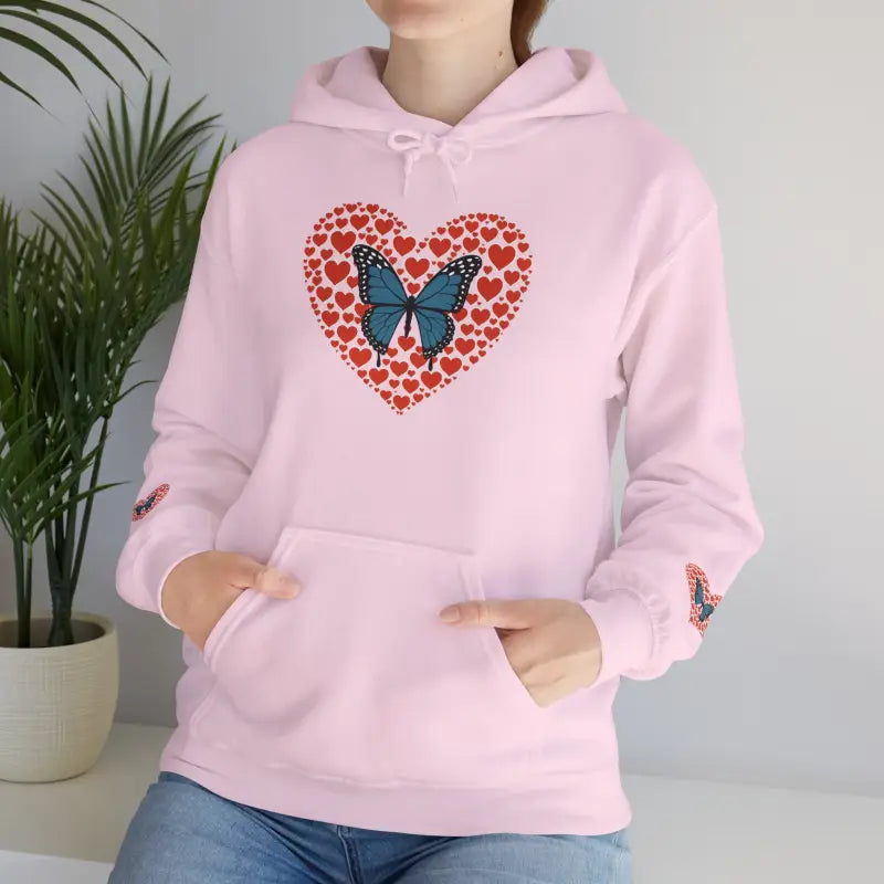 Cozy Up in Style: Unisex Heavy Hooded Butterfly Sweatshirt - Light Pink / s Hoodie