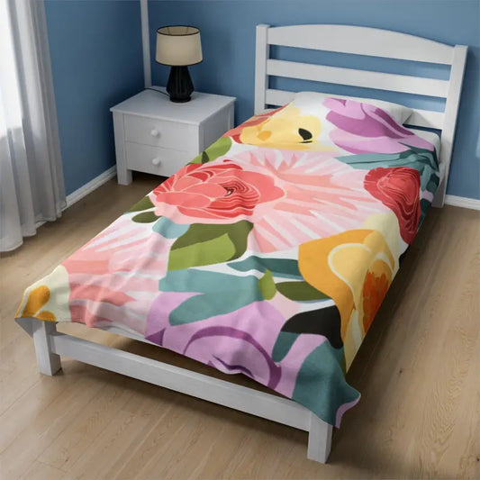 Snuggle in with our Velveteen Plush Blanket Floral Fantasy - All Over Prints