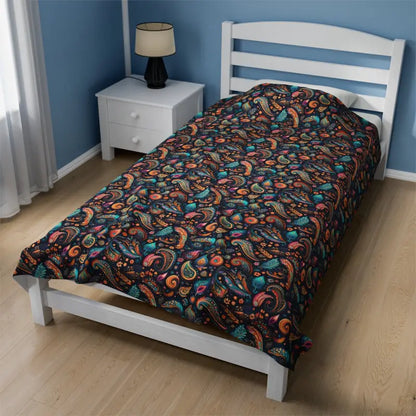 Dive Into Comfort: Colorful Paisley Velveteen Plush Blanket - 60’’ × 80’’ All Over Prints