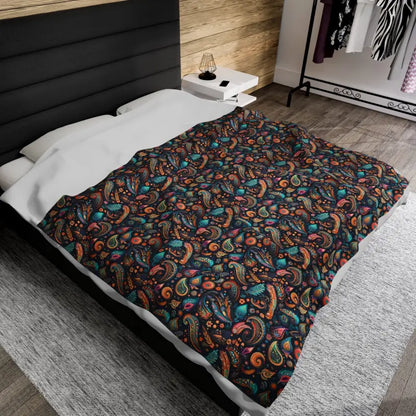 Dive Into Comfort: Colorful Paisley Velveteen Plush Blanket - All Over Prints