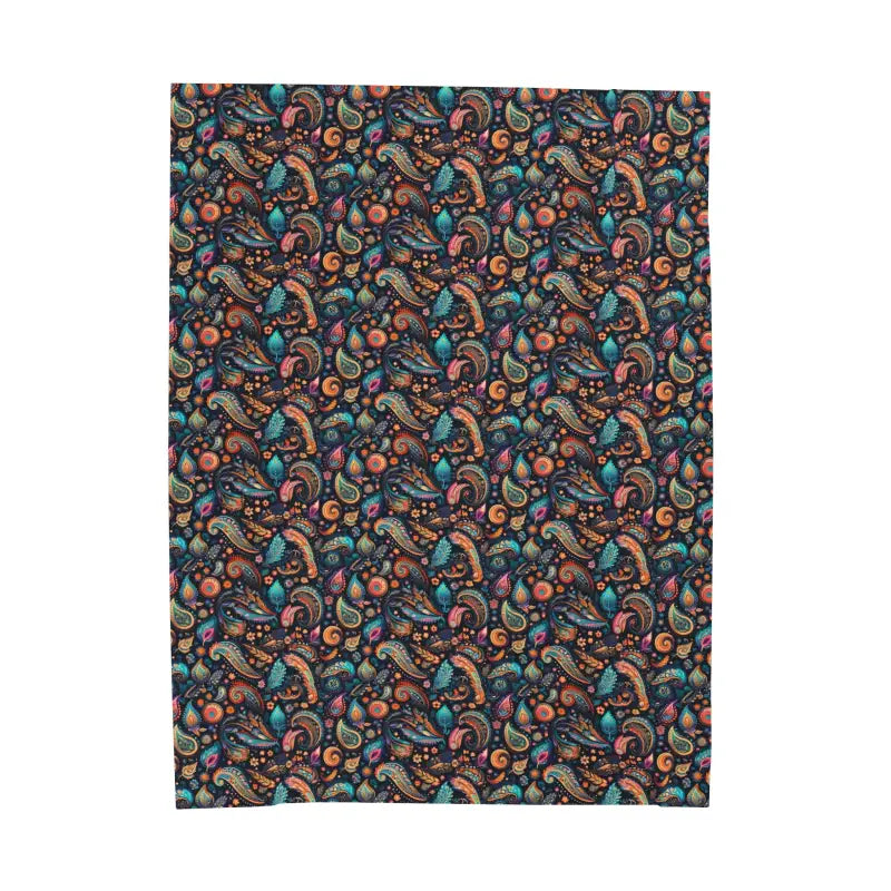 Dive Into Comfort: Colorful Paisley Velveteen Plush Blanket - All Over Prints