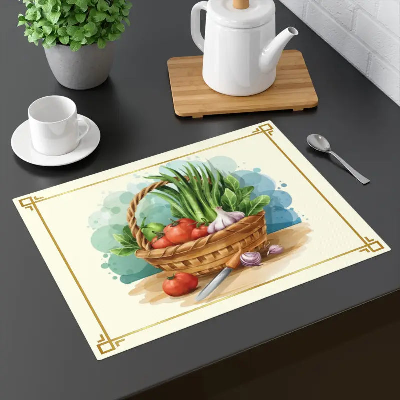 Veggie Bliss Placemat: Style your Dining with Cozy Charm - 18’’ × 14’’ Home Decor