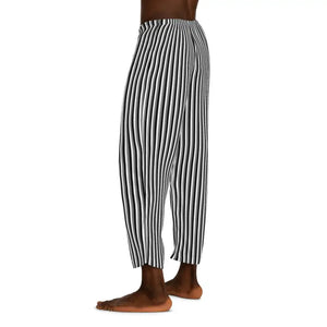 Pajama Pants Vertical Black White Stripes Loungewear - Dipaliz - Pajamas