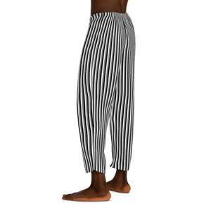 Pajama Pants Vertical Black White Stripes Loungewear - Dipaliz - Pajamas