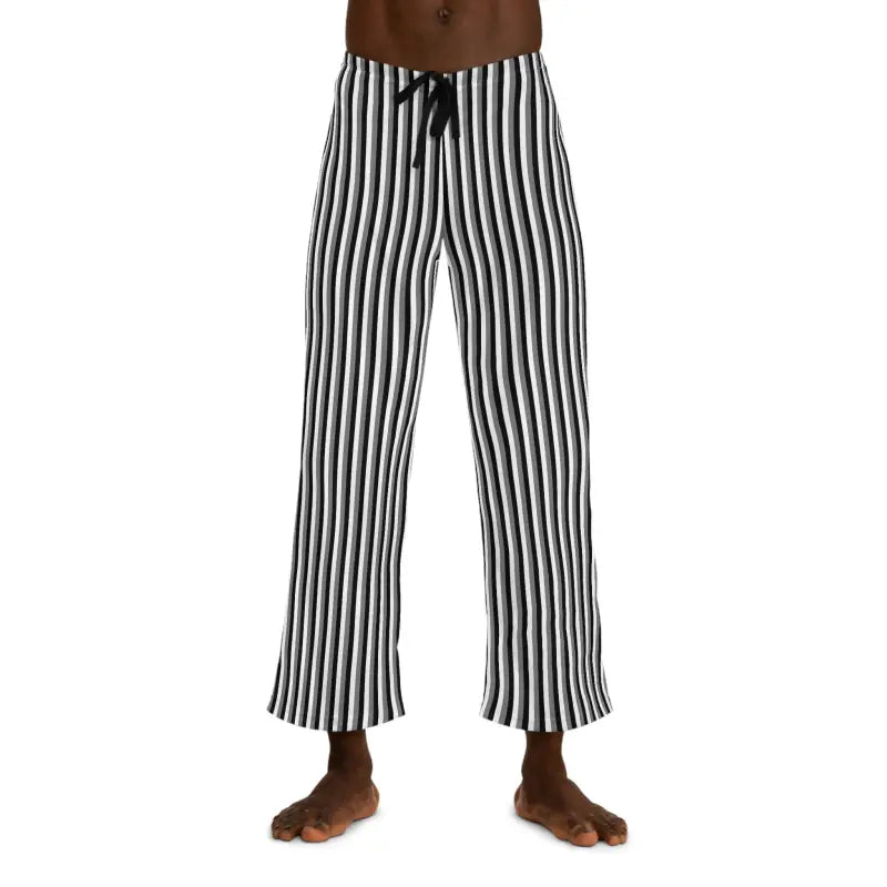 Elevate your Night: Vertical Black & White Stripe Pajama Pants - l / Stitching