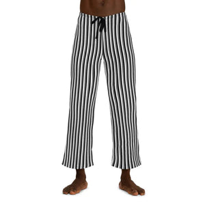 Pajama Pants Vertical Black White Stripes Loungewear - Dipaliz - l / Stitching - Pajamas