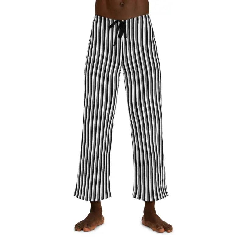 Elevate your Night: Vertical Black & White Stripe Pajama Pants - m / Stitching