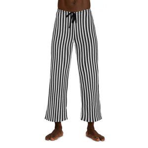 Pajama Pants Vertical Black White Stripes Loungewear - Dipaliz - m / Stitching - Pajamas
