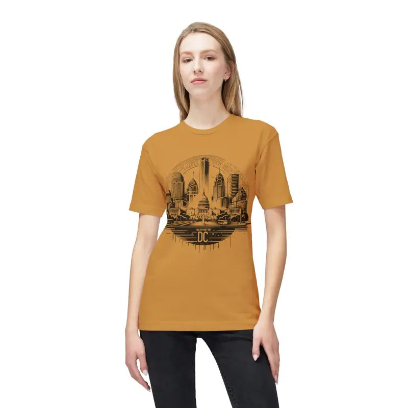 Elevate with the Cozy Washington Dc Skyline Cotton Tee - Gold / s T-shirt