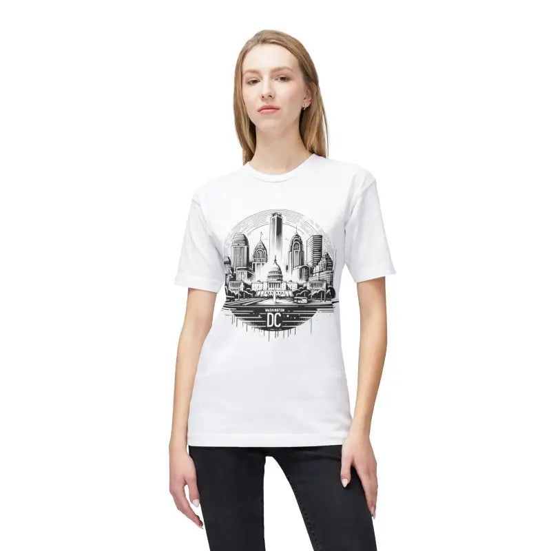 Elevate with the Cozy Washington Dc Skyline Cotton Tee - White / s T-shirt