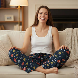 Cozy Women’s Pajama Pants with Football Pattern - Perfect for Game Day! - Pajamas
