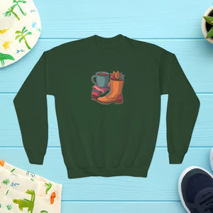 Cozy Youth Crewneck - Autumn Adventure Warmth - Dipaliz - Forest Green / Xs - Sweatshirts