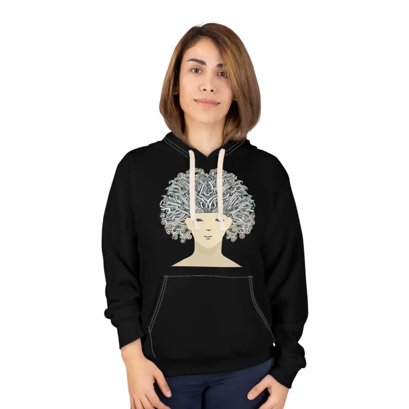 Crazy Hair Pullover Hoodie for Cozy Style & Mental Health Awareness - All Over Prints