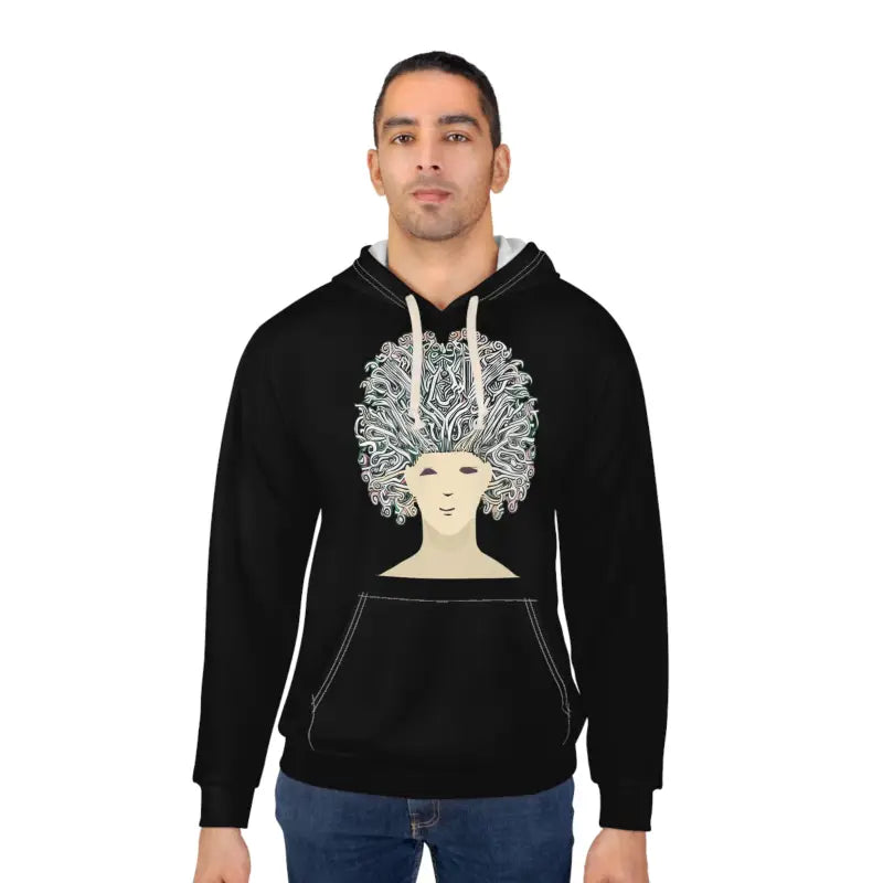 Crazy Hair Pullover Hoodie for Cozy Style & Mental Health Awareness - All Over Prints