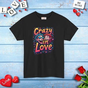 Crazy in Love Valentine’s Day Tee Women’s Fashion Statement - Dipaliz - Black / s - T-shirts