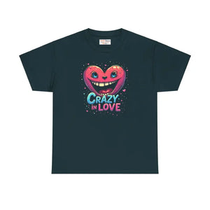Unisex Heavy Cotton Tee Pink Heart Graphic Bold Style - Dipaliz - Midnight / s - T-shirts